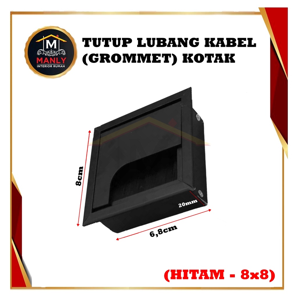 Tutup Lubang Kabel Plastik Kotak - Square Grommet Plastic Silver dan Hitam