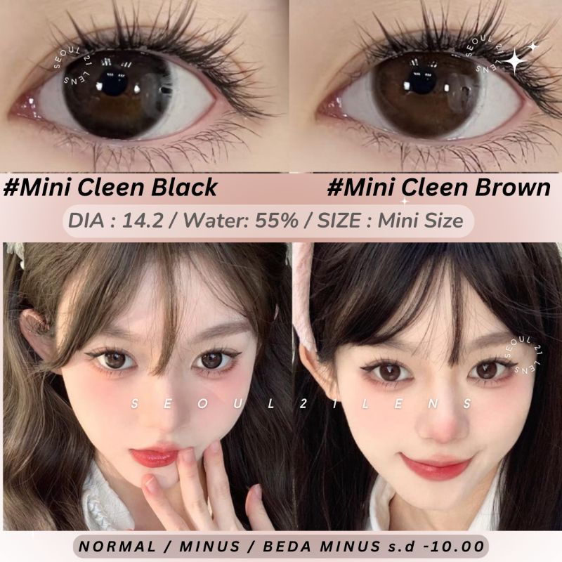 SOFTLENS MINI CLEEN BLACK KITTY KAWAII NORMAL MINUS s.d -10.00 soflen original Korea