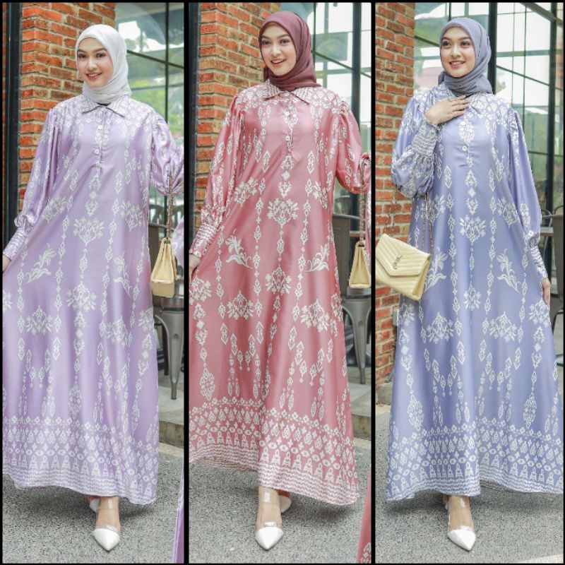 Maryam couple gamis hexa maxi motif bahan Dior silk