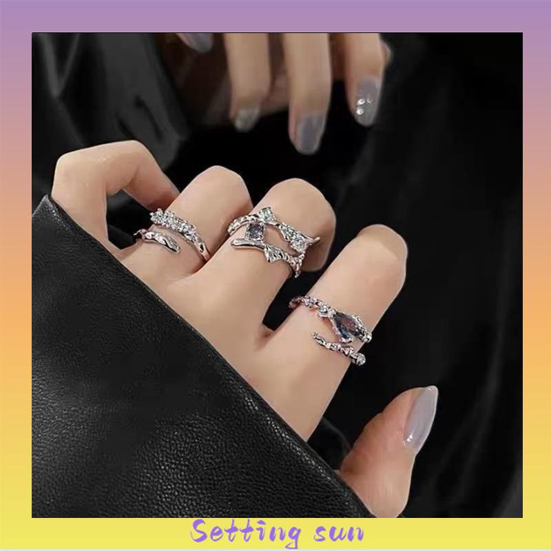 COD✨3PCS Cincin Retro Desain Zircon Korea Untuk Pria Dan Wanita TN