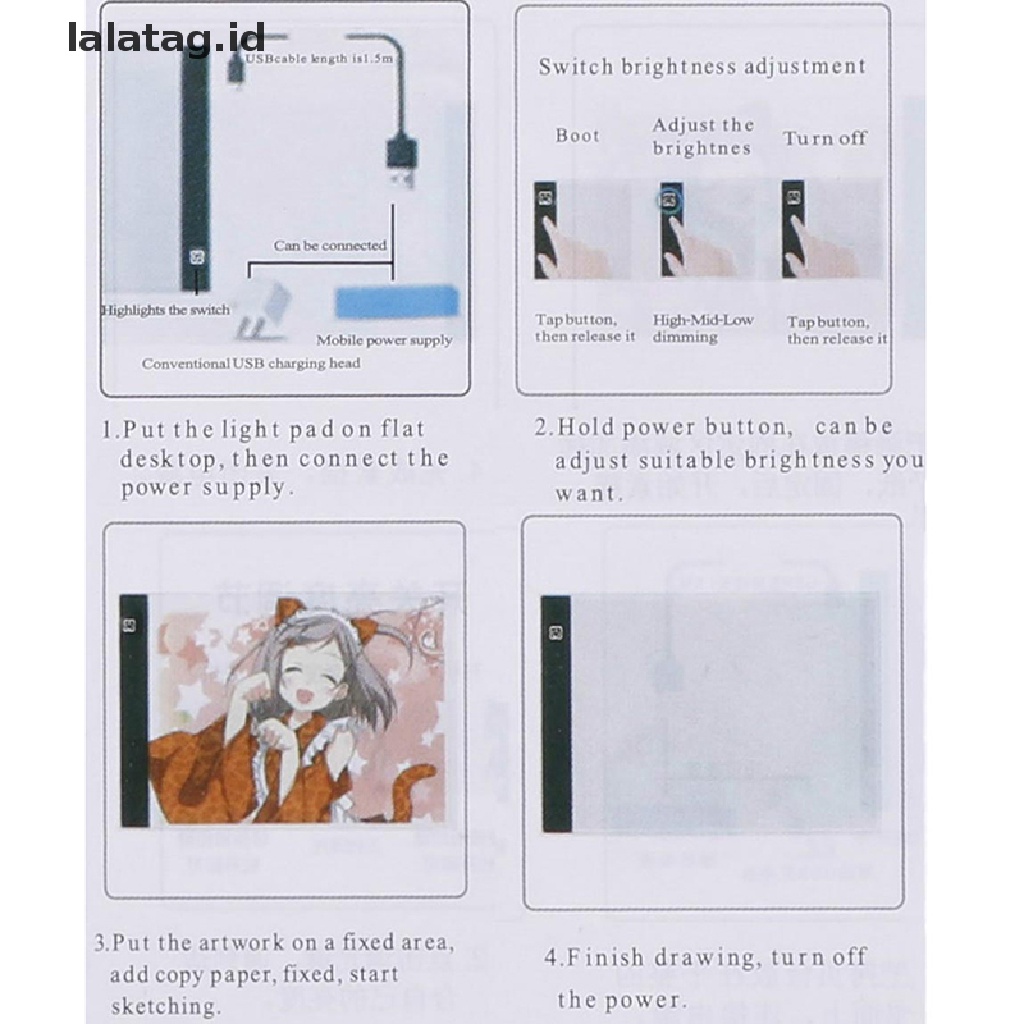 [lalatag] Kotak Lampu LED A4 USB Dapat Diredupkan Papan Pola Gambar Art Stensil Pad [ID]