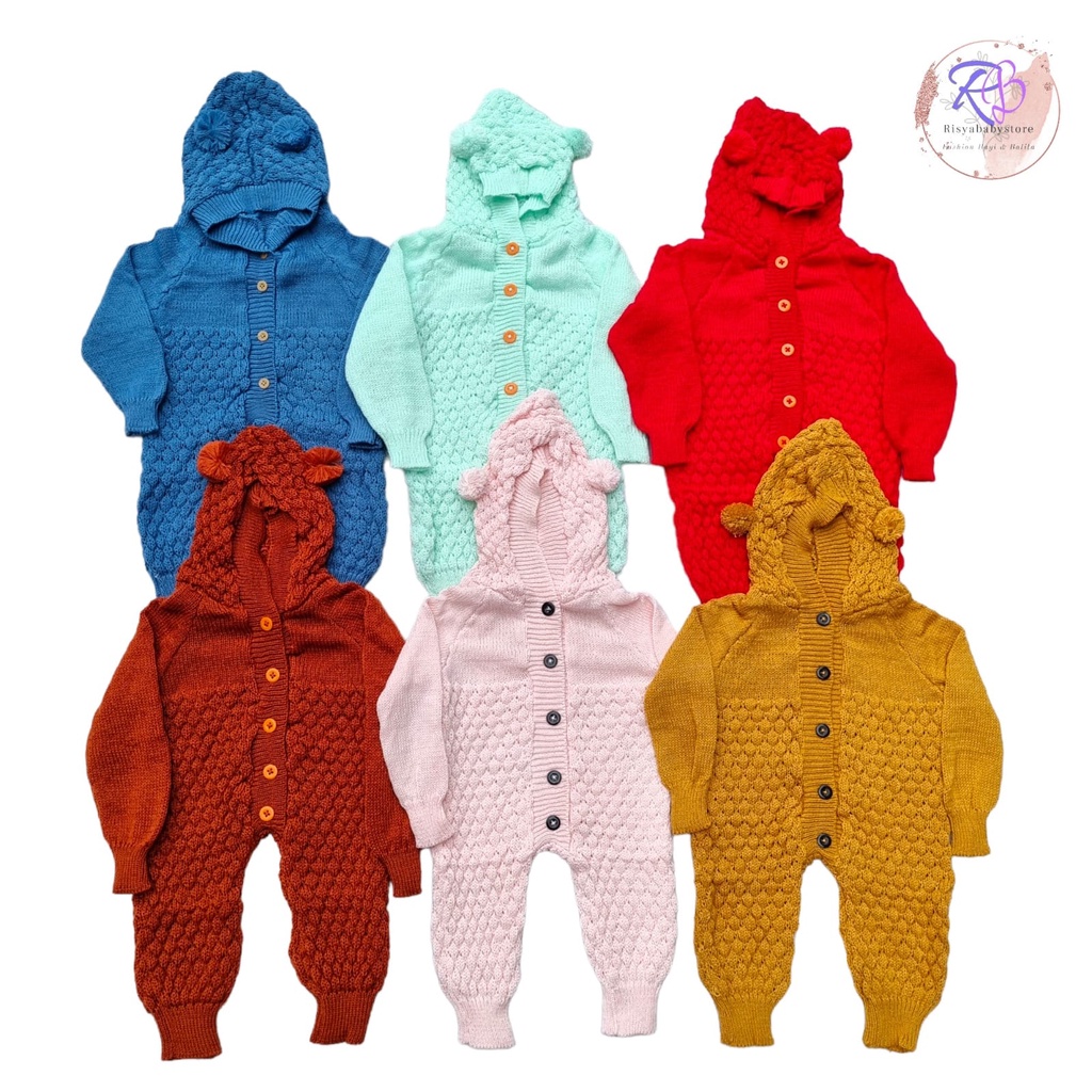 Jumpsuit bayi Rajut 0-6 bulan halus tebal dan lembut / Sleepsuit bayi rajut newborn