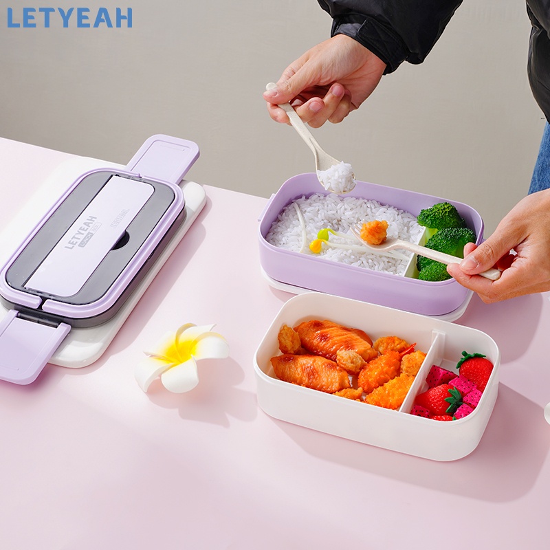 letyeah Lunch box 2 susun anti tumpah /1600ml tempat makan 2 tingkat/kotak makan bpa free