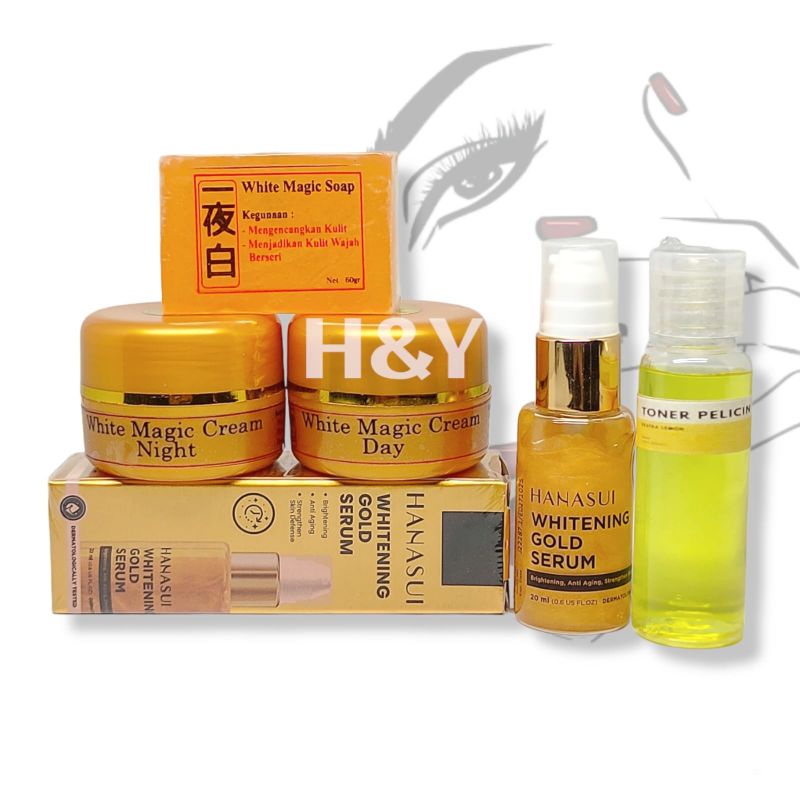 Paket Cream Magic Korea + Serum Hanasui Gold Free Toner Pelicin Wajah