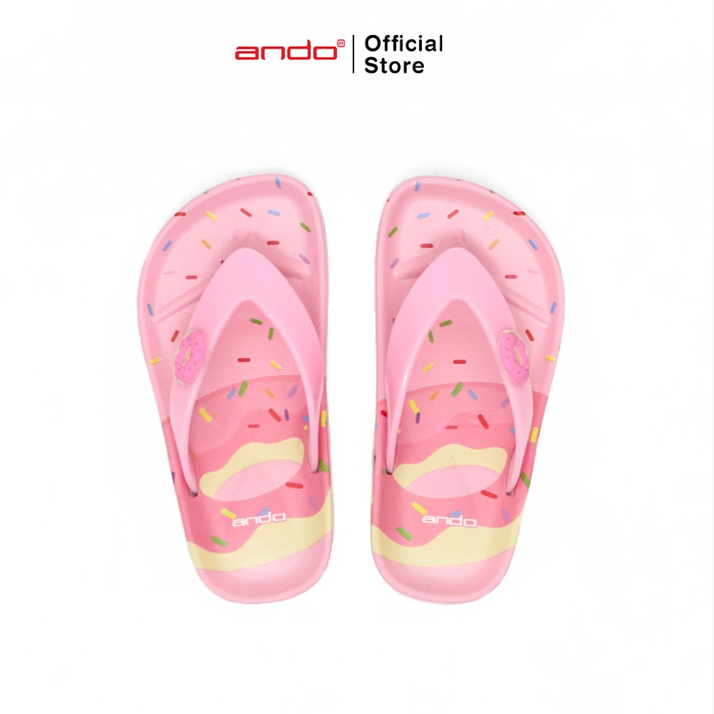 Ando Official Sandal Jepit Donutz Anak - Merah Muda