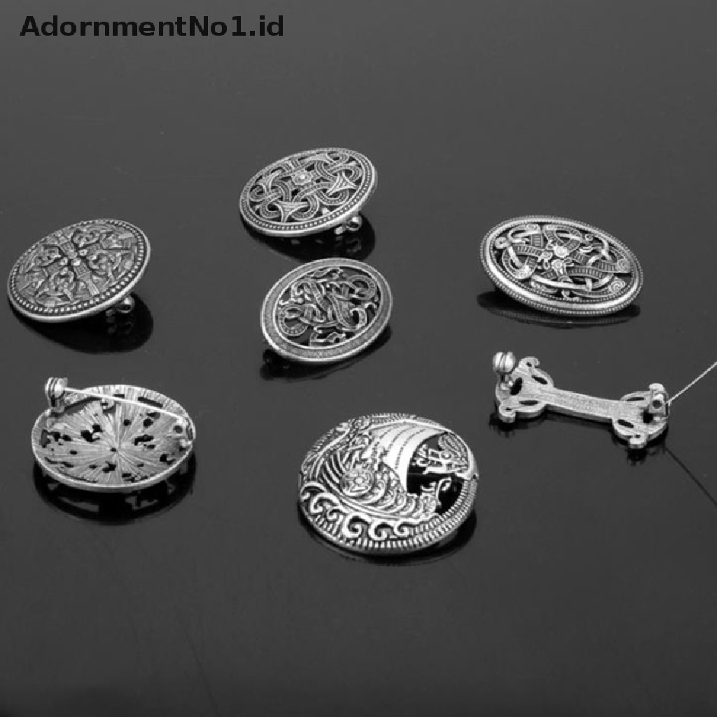 [AdornmentNo1] 1pc Viking Pertengahan Perisai Bros Pin Jubah Selendang Pin Celtic Norse Jewellery [ID]