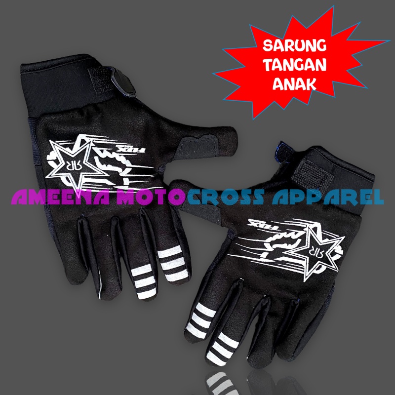 Sarung Tangan Motor Anak - Sarung Tangan Trail Anak - Sarung Tangan Motocross Anak - Sarung Tangan Anak Touring - Sarung Tangan Anak Enduro - Sarung Tangan Trabas Anak - Sarung Tangan Adventure - Black