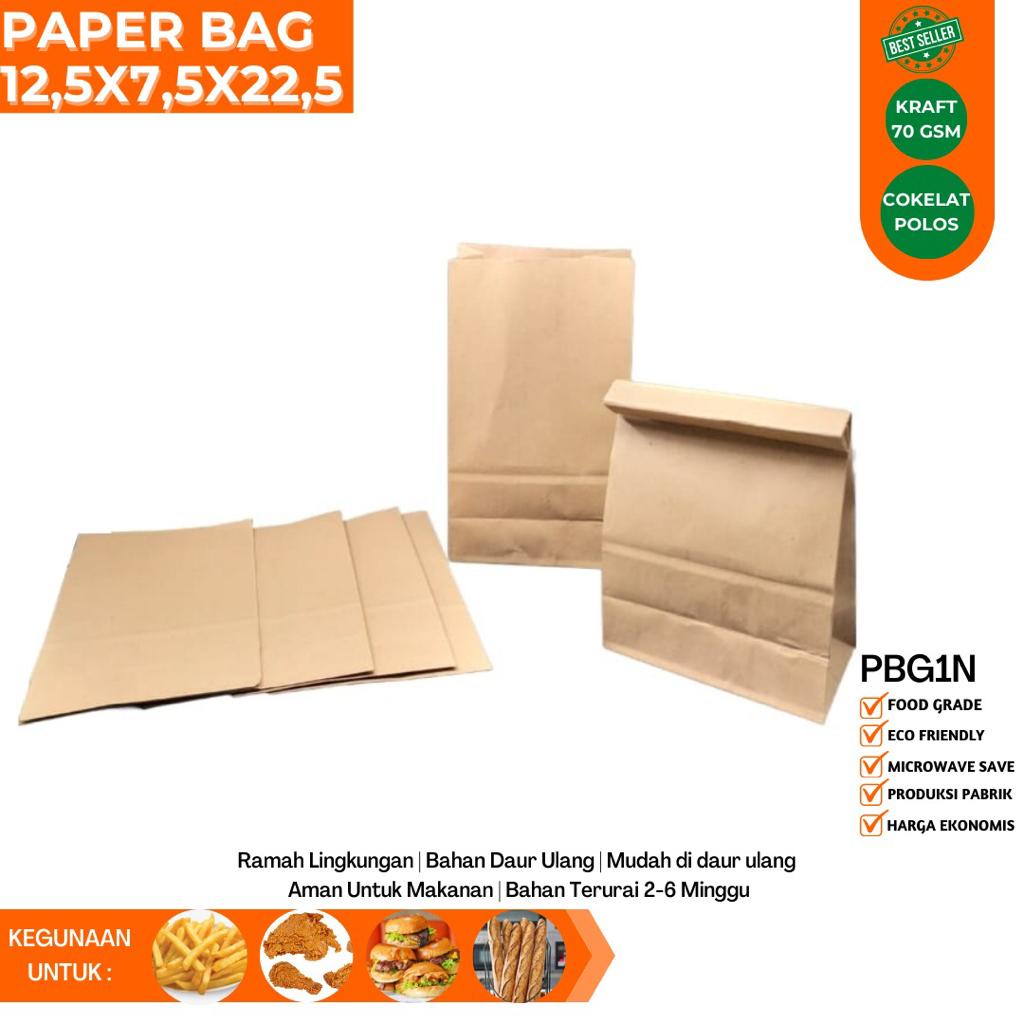 Paper Bag Fried Chicken 12.5X7.5X22.5 (Isi 50 Pcs-PBG1N)