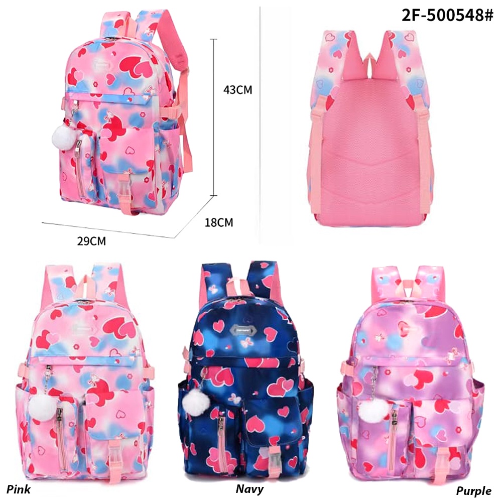 FORTUNE  Tas ABG Fashion Korea Ransel Sekolah SMP-SMA Tas Remaja Perempuan Terbaru Import FREE Gantungan Pompom Tas Sekolah TK-Paud Wanita Backpack School Import