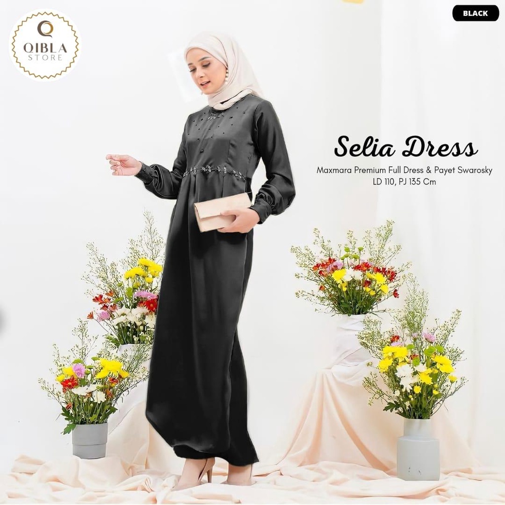 ￼Stella Dress Gamis Kondangan Jumbo Ld 120 Selia Dress Brokat Jumbo Maxmara Dress Gamis Bahan Silk D