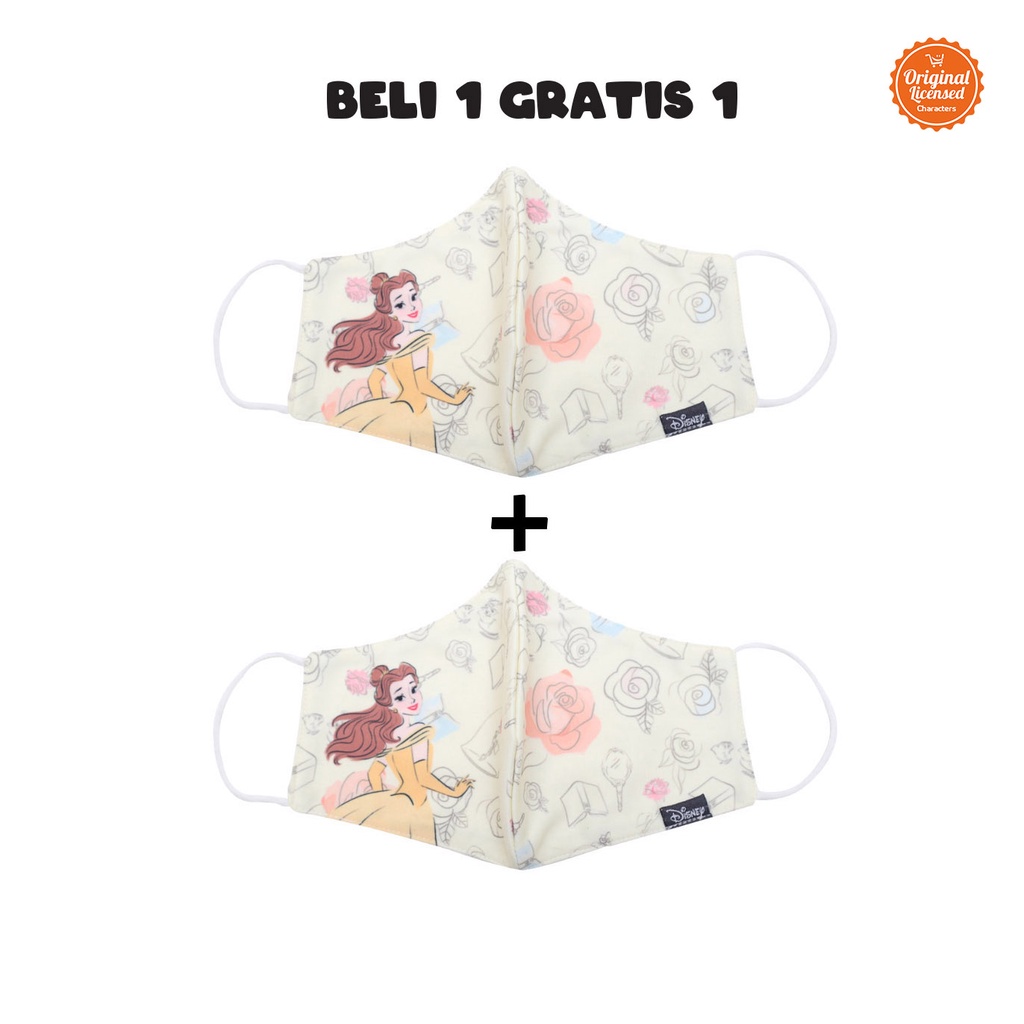 Masker Dewasa Perempuan Disney Princess Belle Style D (Beli 1 Gratis 1)