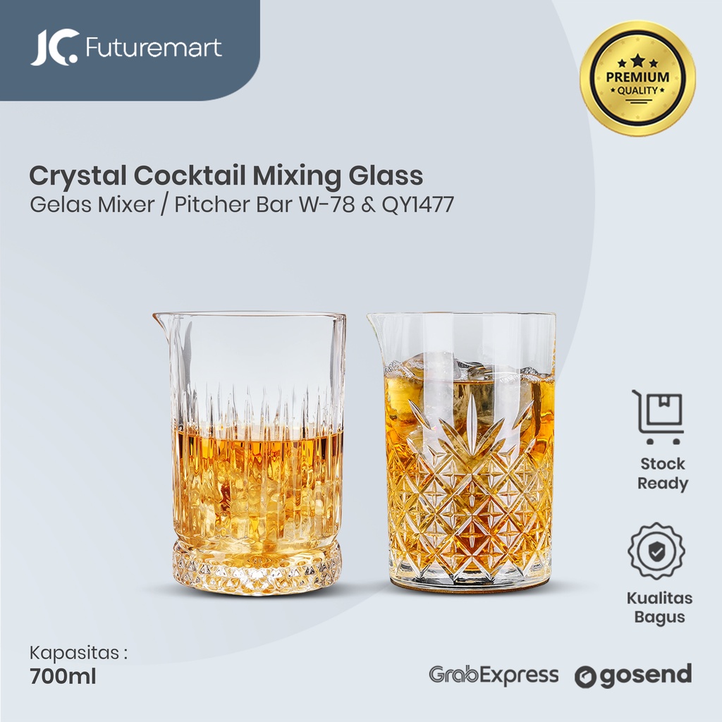 COCKTAIL MIXING GLASS CRYSTAL BAR MIXING PITCHER GELAS MIXER TEBAL - W