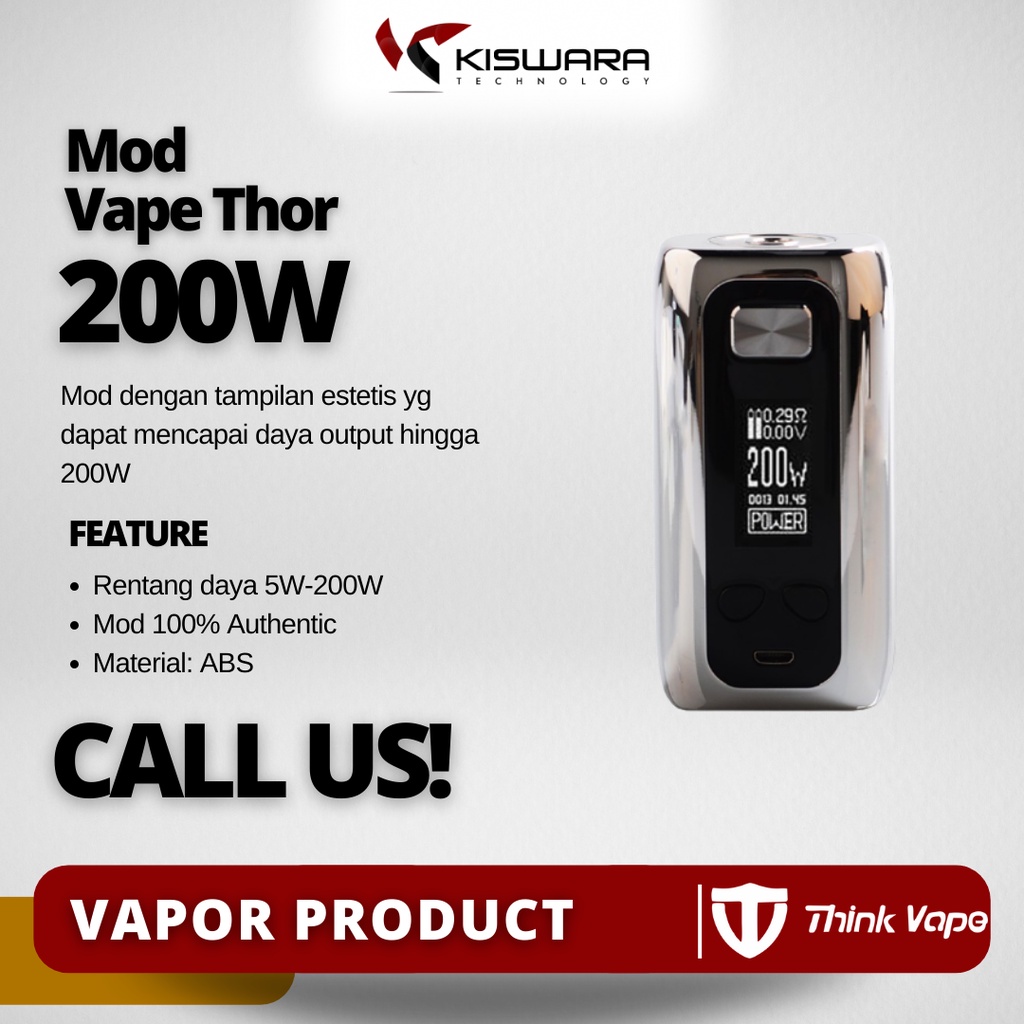 Mod Think Vape Thor authentic Silver Chrome