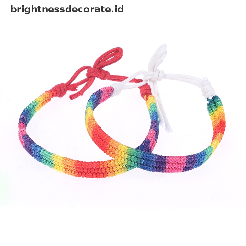 [Birth] Charm LGBT Gelang Tali Hujan Untuk Pasangan Pride Gay Wanita Pria Handmade Anyaman [ID]