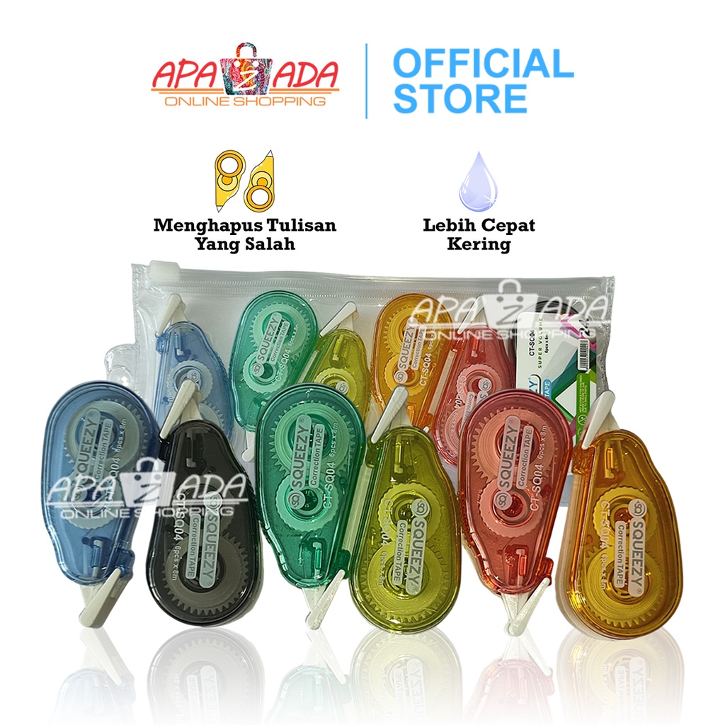 

Apazada Correction Tape 24m Isi 6 / Cortape / Corection Tape Tipex / Tipex Roll / Correction Tape / Tip-Ex Kertas / Tipe-X CT-SQ04