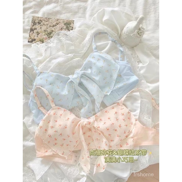Musim panas bra gadis lembut bagian tipis non-baja cincin sifon sifon bunga suspender pakaian dalam