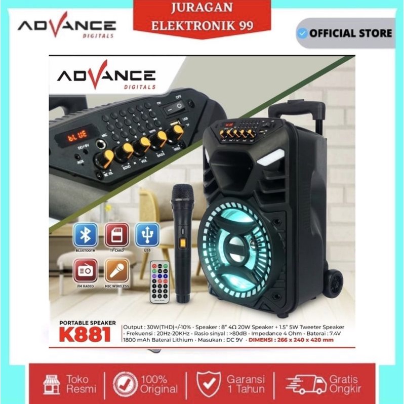 100% Ori K881N Speaker Advance K881n Meeting 8&quot; Inch Advance K 881 N | Garansi Resmi Advance 1 Tahun