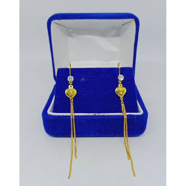 anting kait mp + love ukir itali santa/ anting perak asli silver 925 lapis emas/ anting fashion wanita terbaru