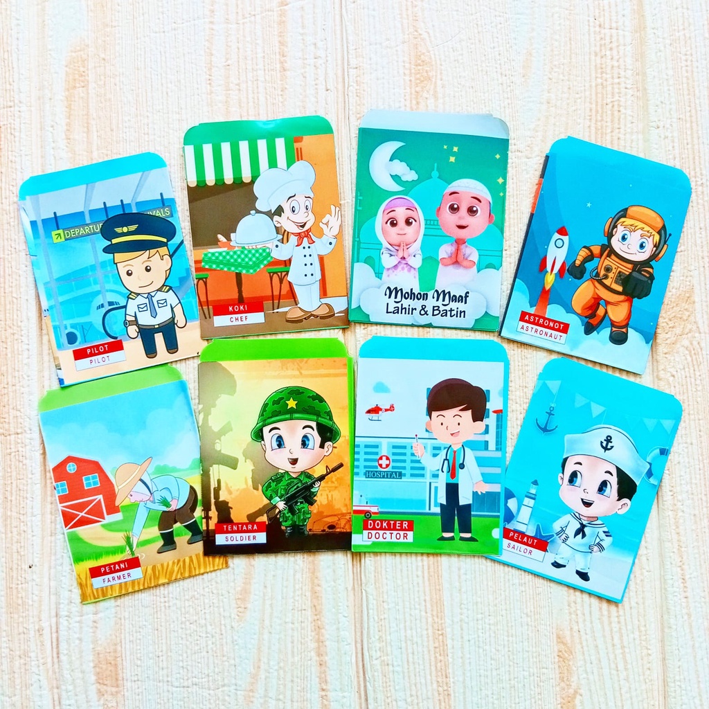 Amplop Lebaran Idul Fitri Motif Karakter Kartun Lucu