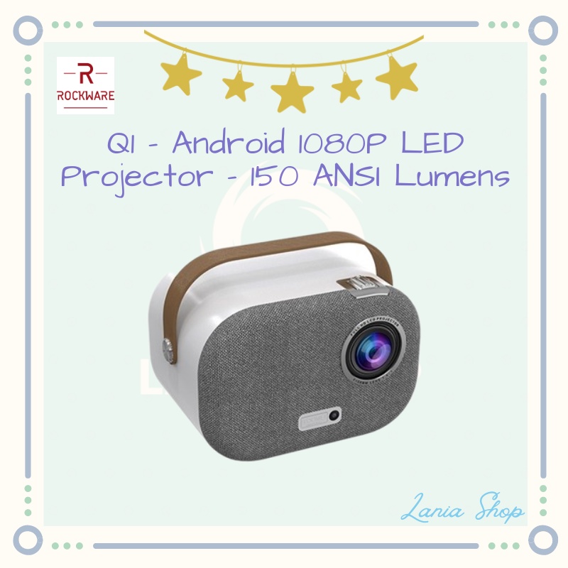 ROCKWARE Q1 - Android 1080P Proyektor LED Projector - 150 ANSI Lumens