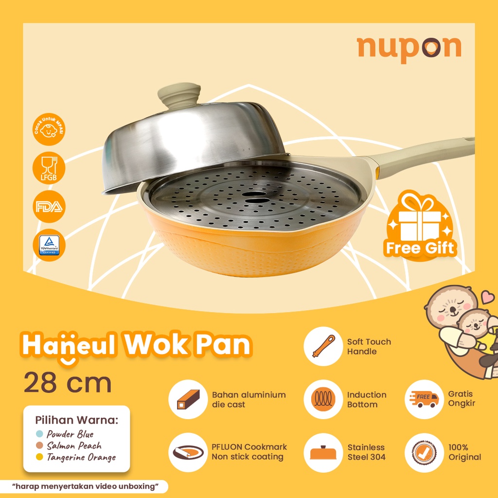 NUPON - Panci Wajan Wok Pan 28 CM Anti Lengket - Haneul Series