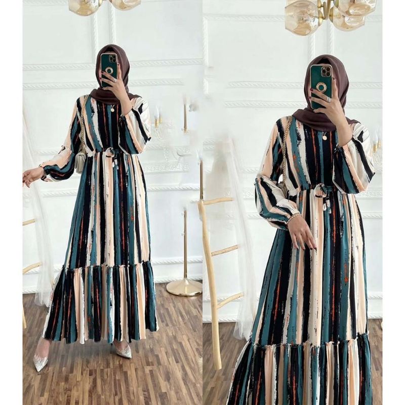 Abstrak maxy dress // gamis salur abstrak dress // tiyasa maxi dress rayon viscose