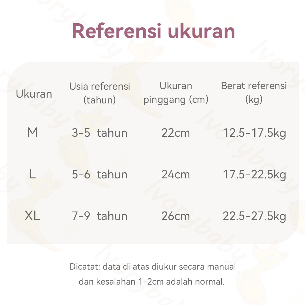 Ivorybaby 2-10tahun Boxer anak perempuan katun murni cd anak bayi cewek Celana dalam boxer anak perempuan