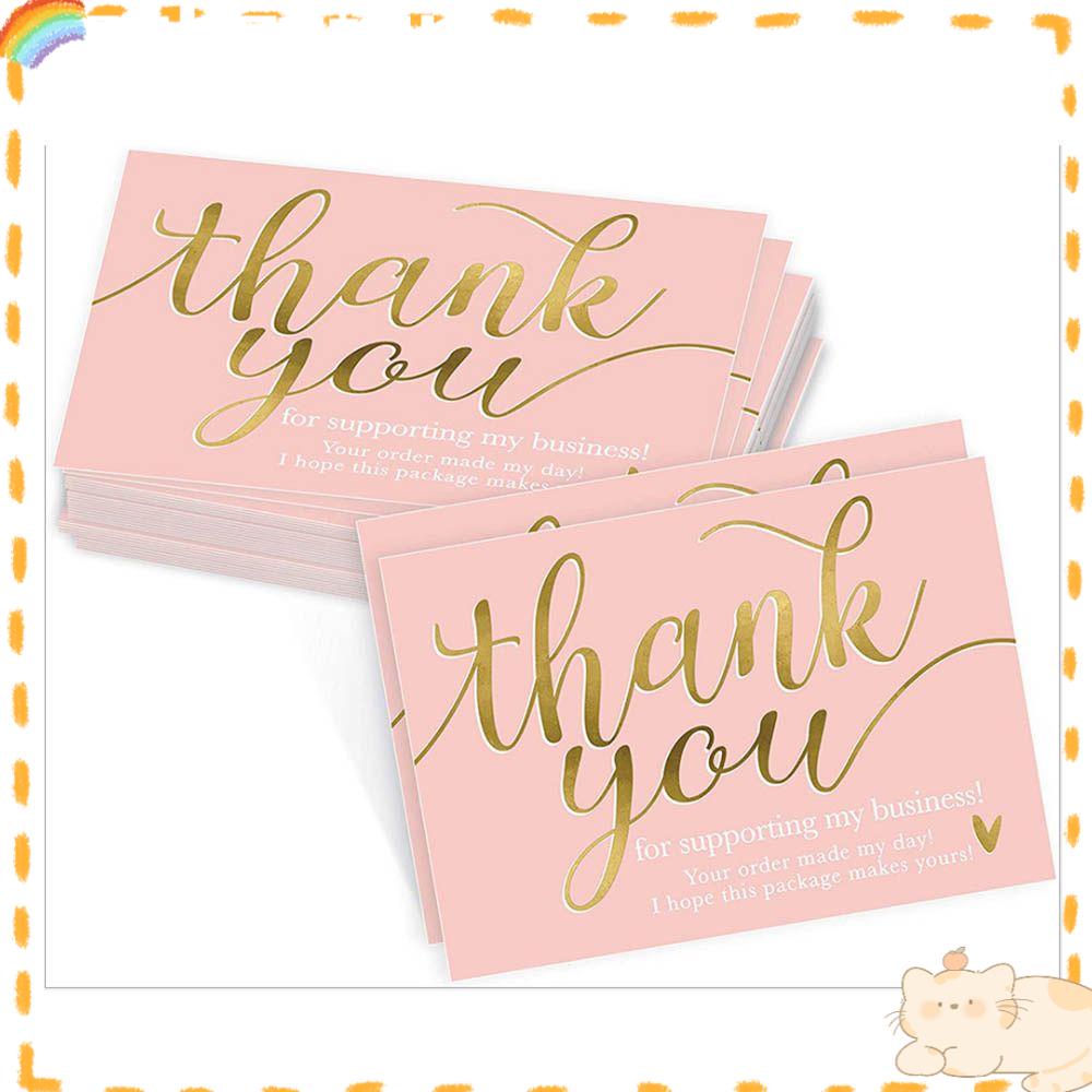 Solighter 50PCS Thank You Card Owner Pink Wedding Kartu Nama Kecil