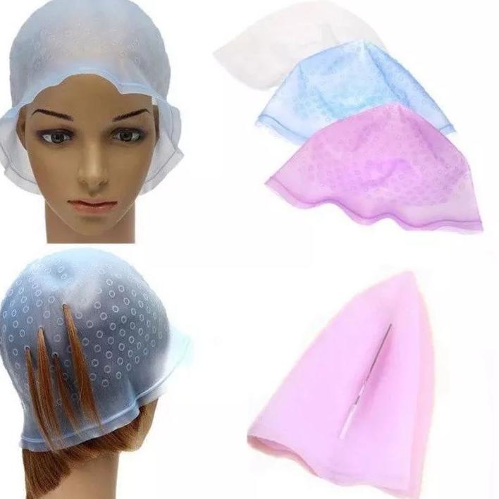 SIA247 topi semir rambut (KARET) topi highlight topi warnai rambut topi blaching topi semir <>