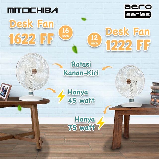 MITOCHIBA Kipas Angin 2 IN 1 Aero Series 1222FF / 1222 FF -  Kipas Angin Meja dan Lantai 12&quot;