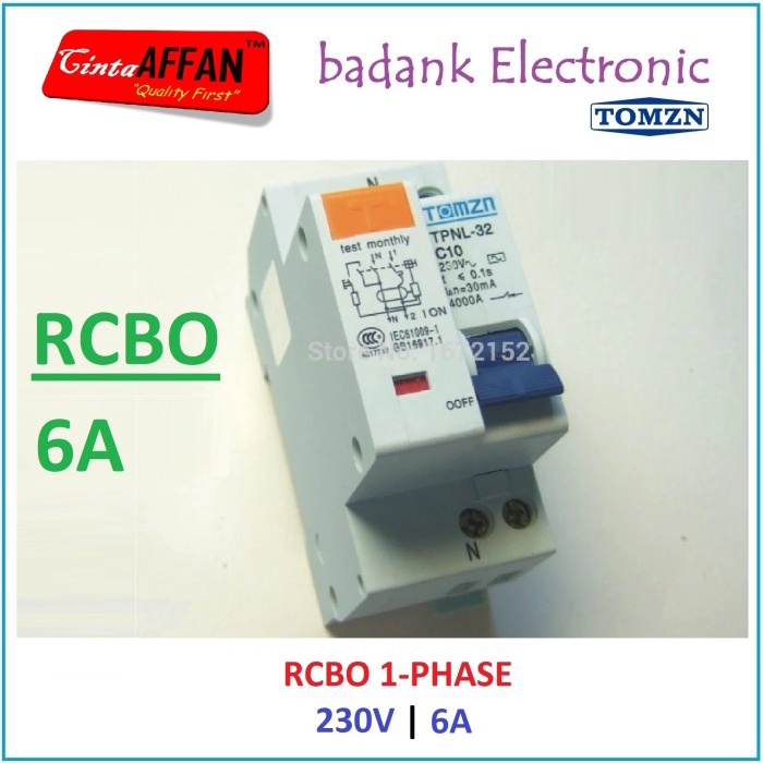 

RCBO AC C6 6A 230V 1P+N Residual Current Operated Circuit Breaker NAI27