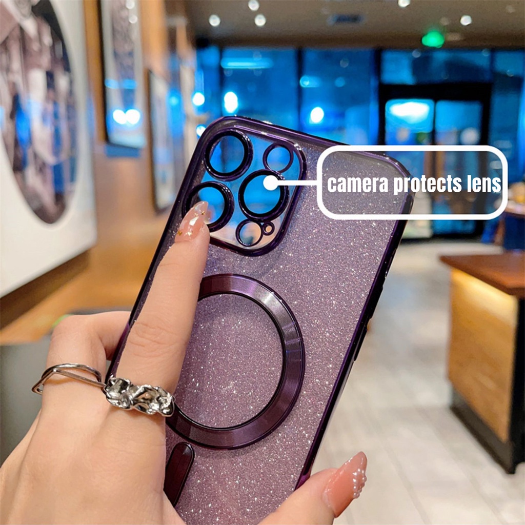 Casing Lensa Proteksi Kamera Mewah iPhone 14 Pro Max Plus case iPhone 13 12 11 Pro Max metal magnetic Kedip Perlindungan shock Penuh soft case