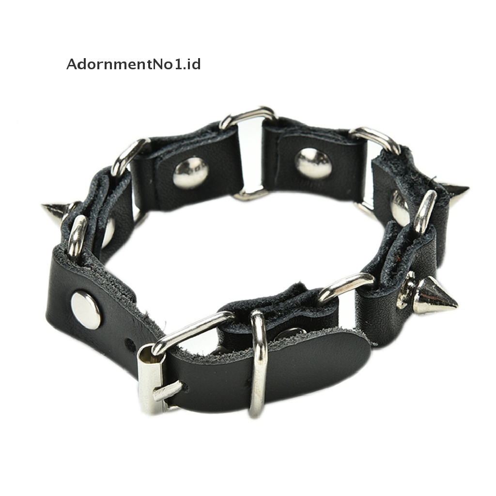 [AdornmentNo1] 1x Gothic Metal Cone Stud Spikes Rivet Leather Wristband Bangle Cuff Bracelet [ID]