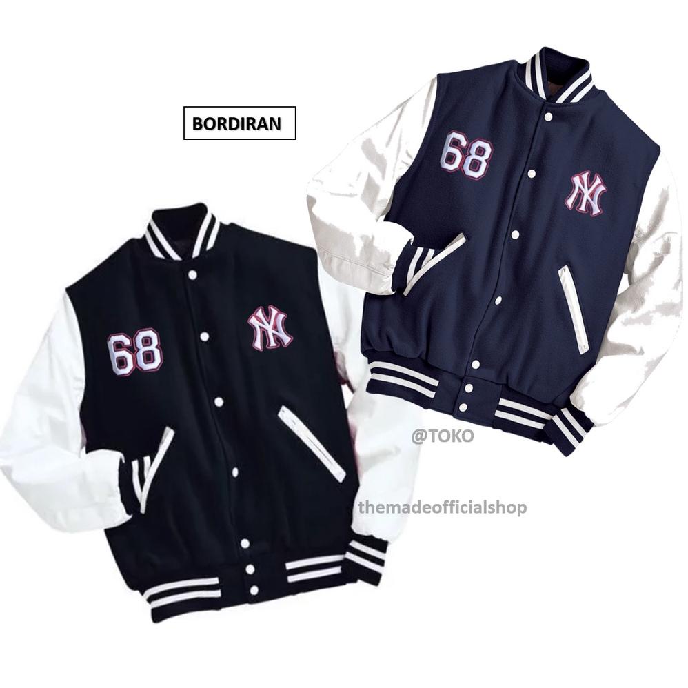 Jaket Baseball NY Motif Bordir Original / Jaket Baseball Varsity Bordiran Motif NY Warna Kombinasi B