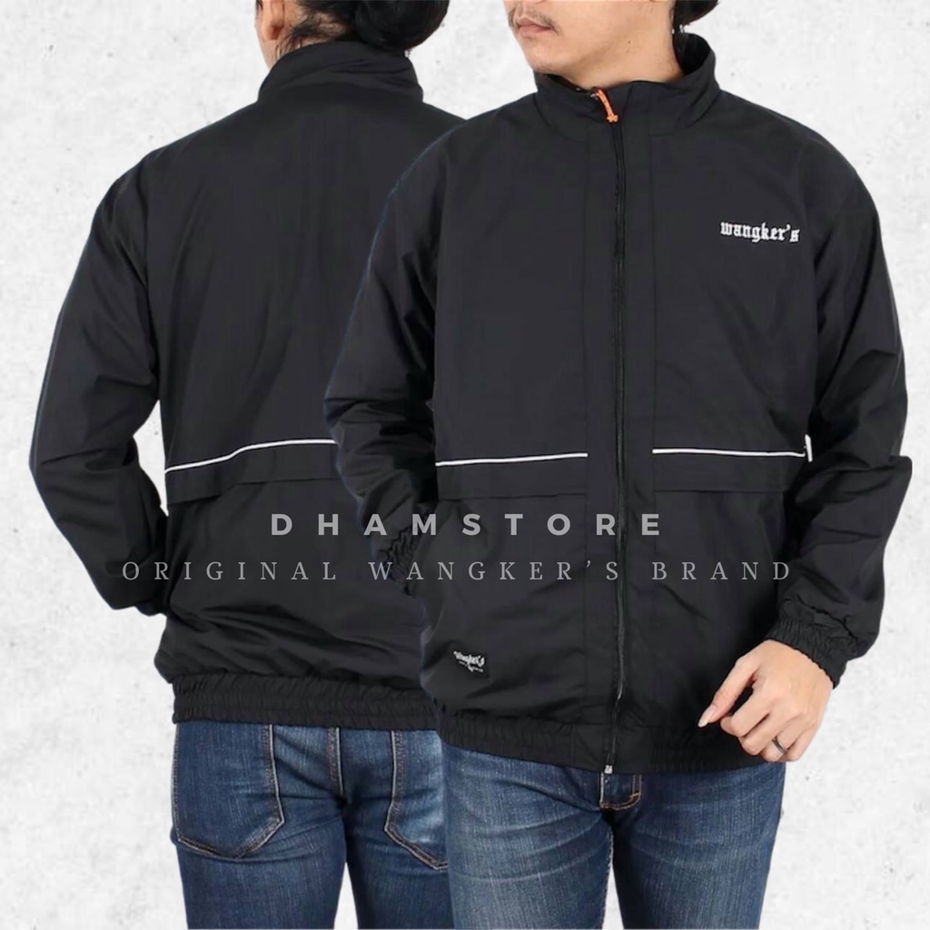 Wangkers - Jaket Wangkers Tracksuit White Line Jaket Pria Jaket Parasut Jaket Outdoor Jaket Distro Jaket Casual Hitam