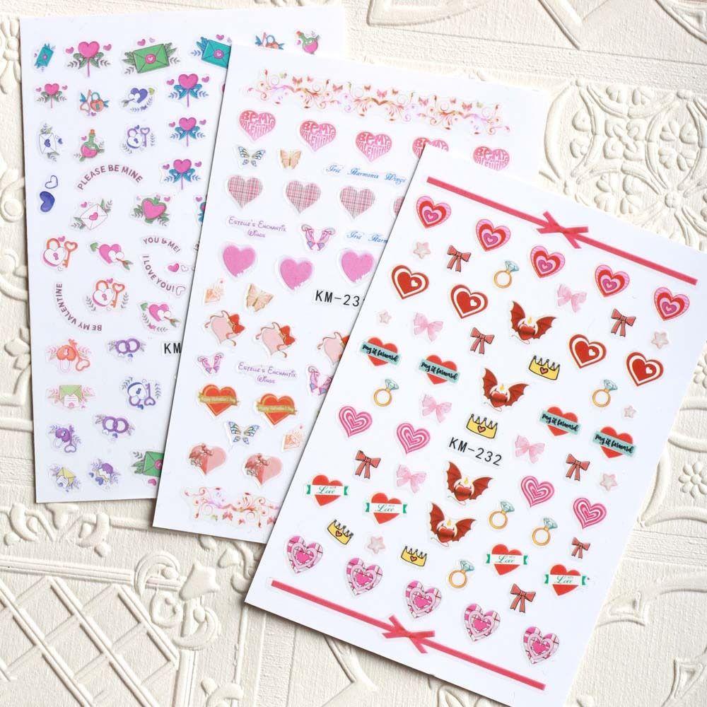 Mxbeauty Stiker Kuku Hati Wanita Valentine Day Nail Art Ikatan Simpul Self Adhesive Nail Art Dekorasi