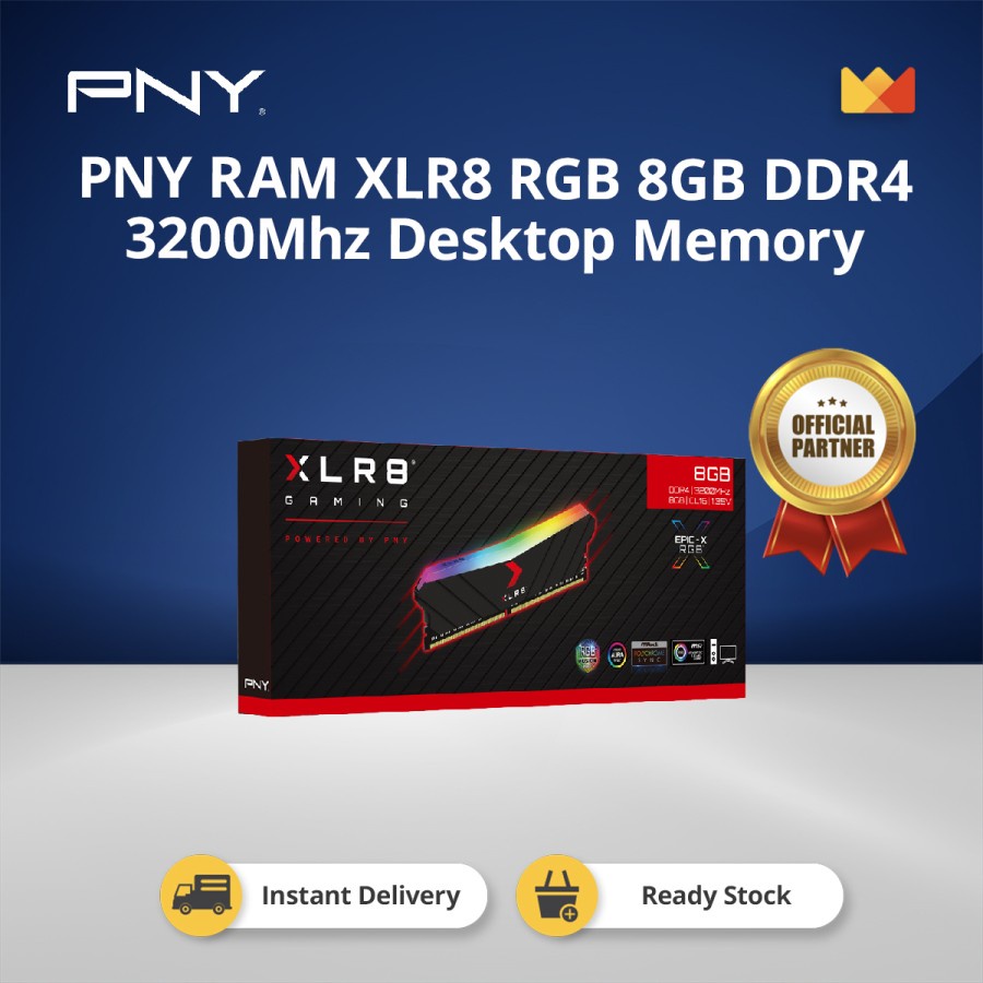 PNY RAM XLR8 RGB 8GB DDR4 3200Mhz Desktop Memory MD8GD4320016XRGB