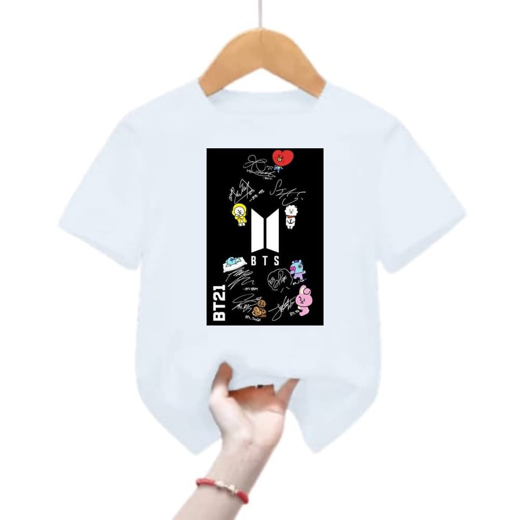 Hzl_outfit Baju Kaos Anak Anak BT21 Print Table/Kaos Anak Bayar Ditempat