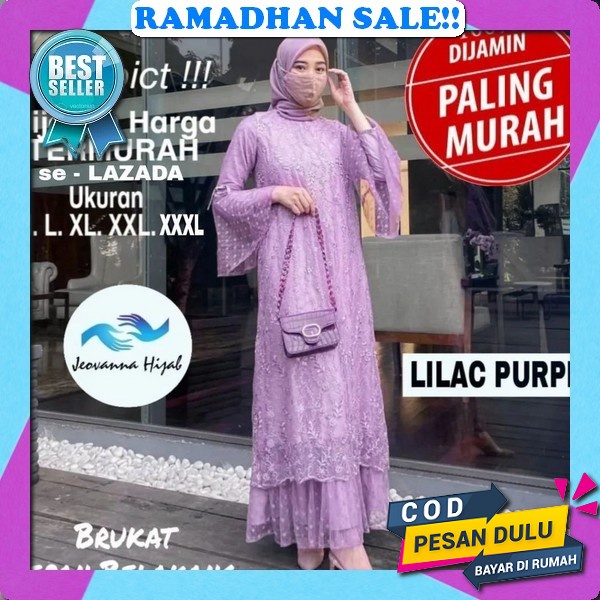 Gamis Mix Brukat Bahan Ceruty Babydoll Amenna Dress Gaun Pesta Muslimah Gamis Putih Wanita Gamis Mat