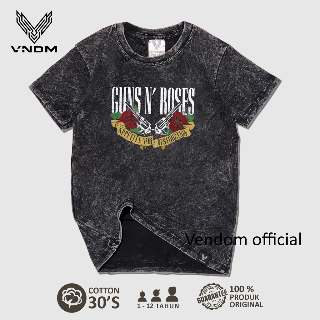 Vendom Kids Baju Kaos Anak Washet Laki Laki / Perempuan Unisex Umur 1-12 Tahun Bahan Cotton 30S Kaos Musik Anak