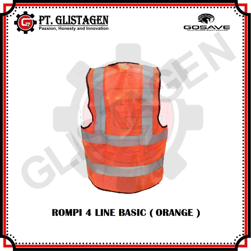 Rompi Safety Proyek Polyster 4 Line BASIC Gosave HIJAU &amp; ORANGE