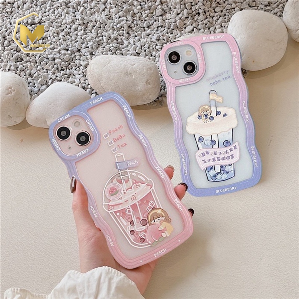 SS132 CASING SOFTCASE PEACH BOBA TEA FOR IPHONE 7 8 7+ 8+ X XS XR XS MAX 11 12 13 14 PRO MAX MA3879