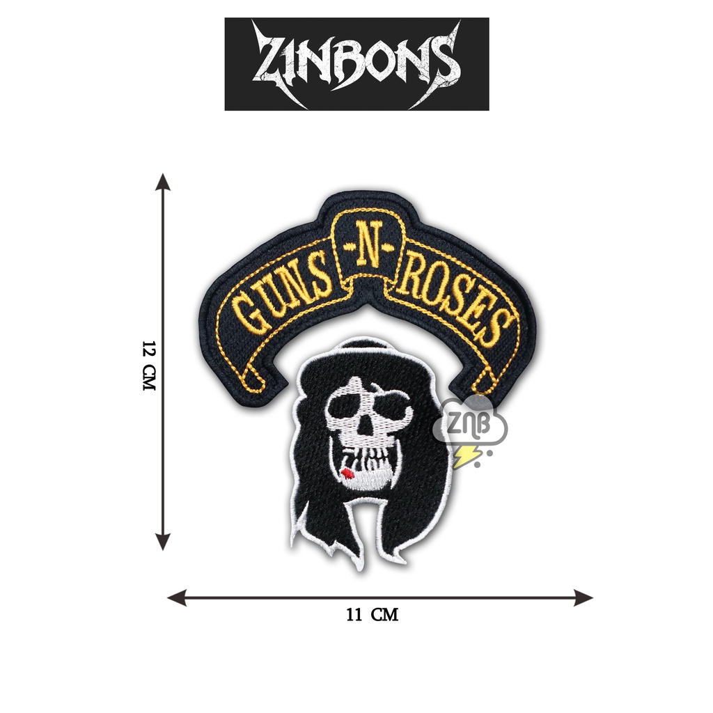 ZINBONS PATCH MUSIK GUNS N ROSES EMBLEM BORDIR BEST QUALITY