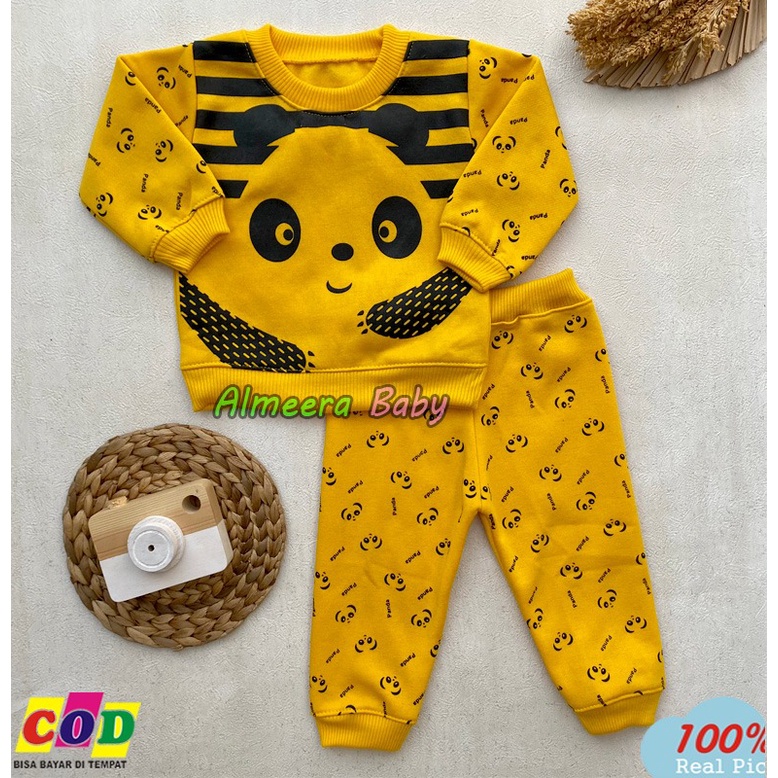 Setelan Sweater Celana Joger Bayi Usia 3-12 Bulan Motif Panda Anababy