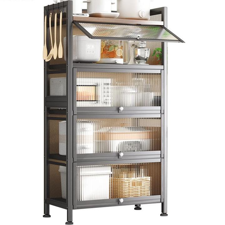 Depan1 NETEL Rak dapur Rak Oven Microwave Lemari Piring Multi-layer Lemari Dapur berdiri di lantai d