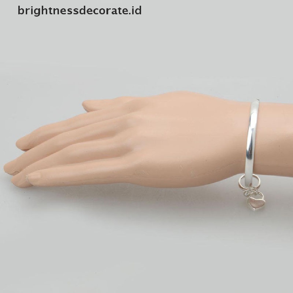 [Birth] Baru Wanita925 Perak Disepuh Pesona Peach Hati Bangle Gelang Cuff Kualitas Tinggi [ID]