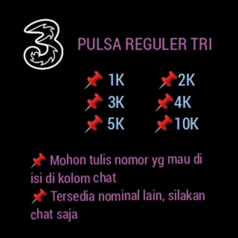 Isi Pulsa Three Isi Pulsa Tri murah Isi pulsa 3