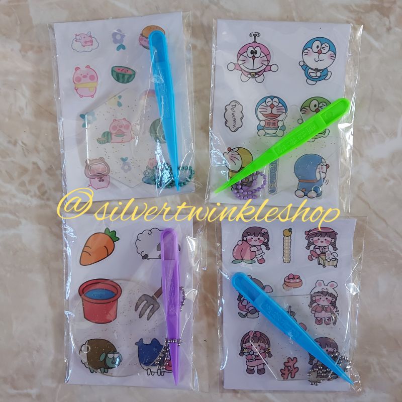 Mainan edukasi anak stiker papan capitan sticker estetik tumbler tumblr gantungan kunci motif korea 