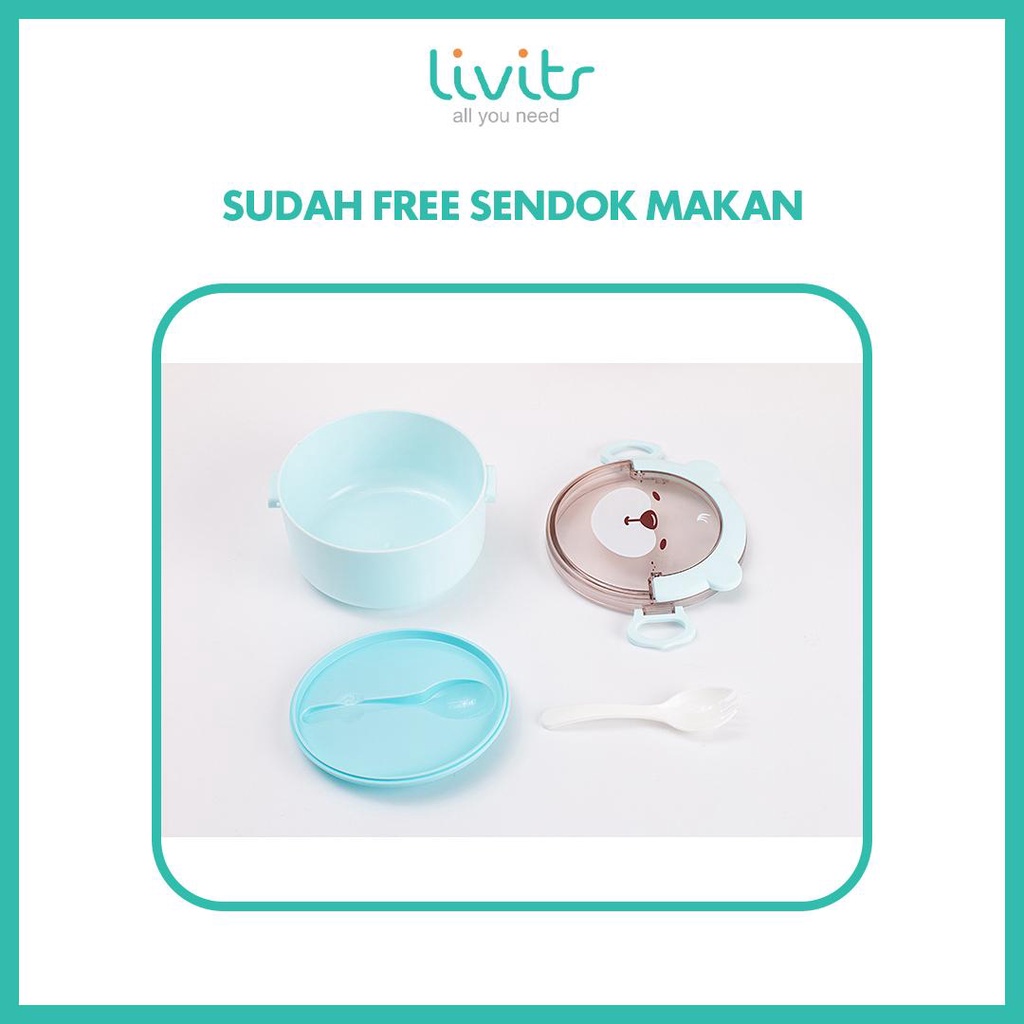 2IN1 KOTAK MAKAN SET !!! Tempat Makan Anak I Karakter Anak Motif Lucu I Lunch Box Set BPA FREE