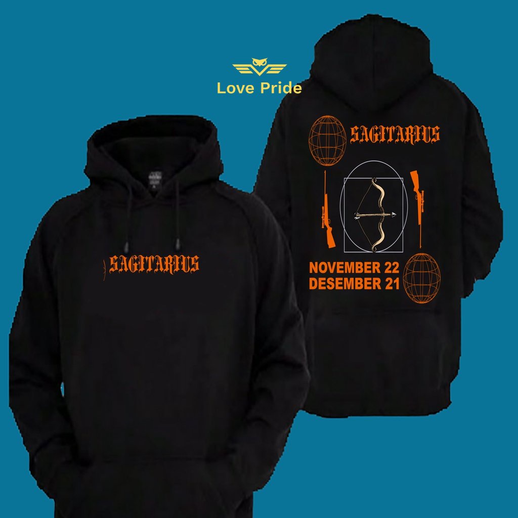 Sweater Hoodie Distro Zodiak Sagitarius Simbol Pemanah Premium Terbaru